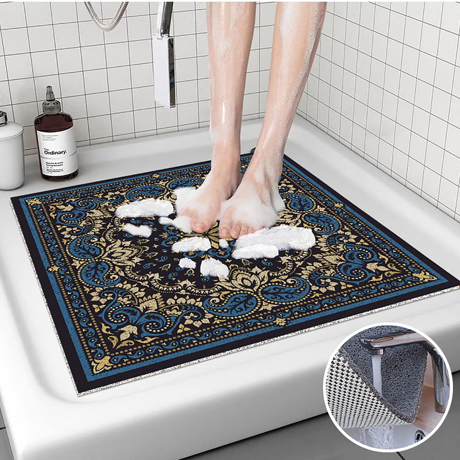 Pevfeciy Douchemat Antislip 70x150 cm Antislip Douchemat Moderne minimalisme Zacht en Comfortabel PVC,Hoge doorlatendheid,Voor moderne badkamers