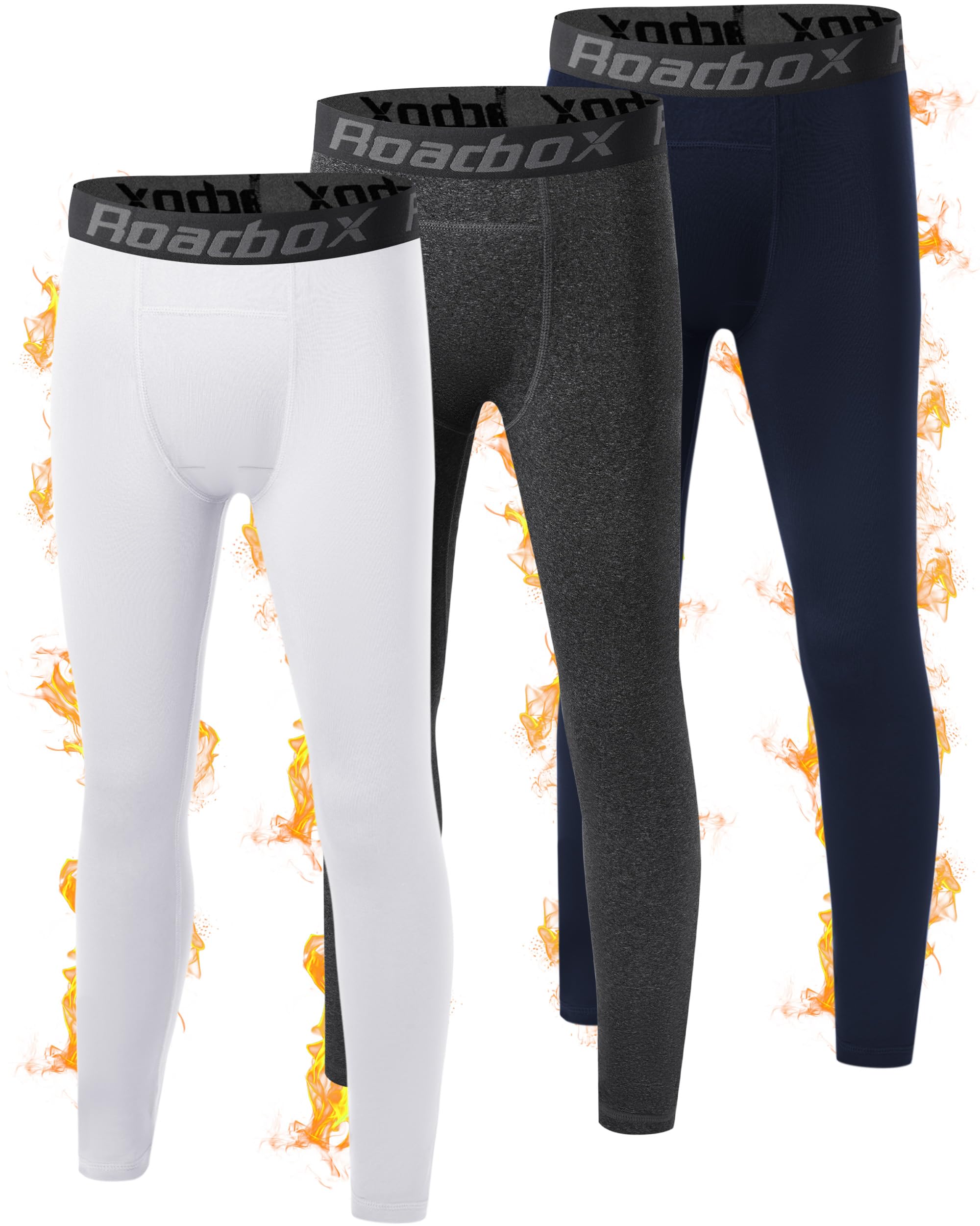 Roadbox Boys' Thermal Compression Pants, Fleece Lined Base Layer Leggings
