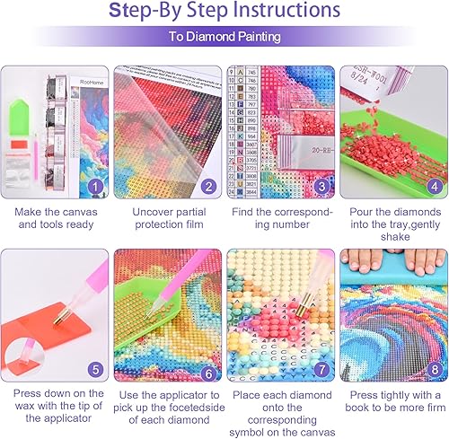 Miniatura 4 de ROOHOME Kit de pintura de diamantes con sombrero de bota de flores de fantasía, kit de arte redondo de diamante 5D para adultos y niños, kit de