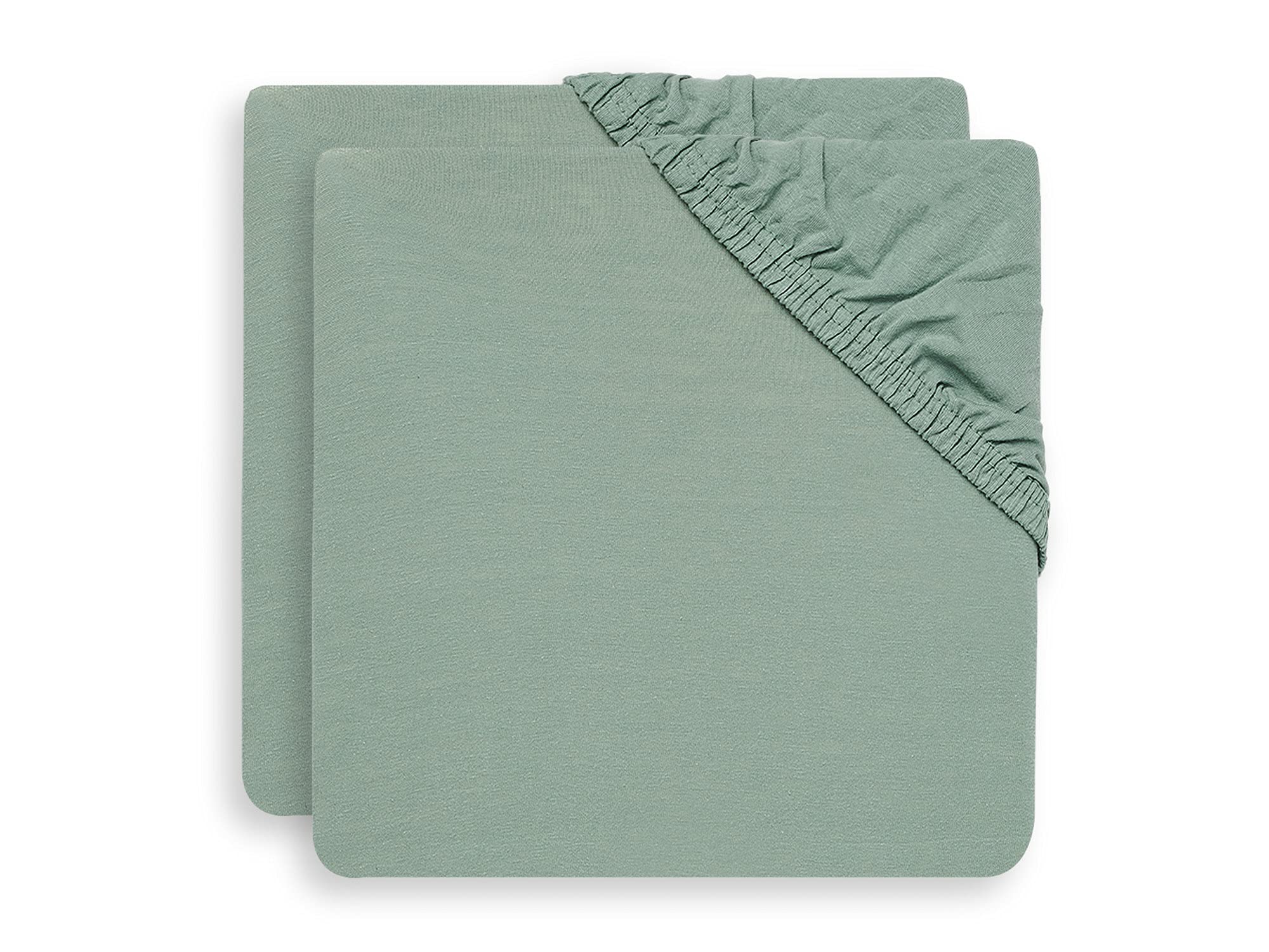 Jollein Jersey Bed Sheet Box Mattress 2 pieces, 95 cm Length x 75 cm Width, Ash Green