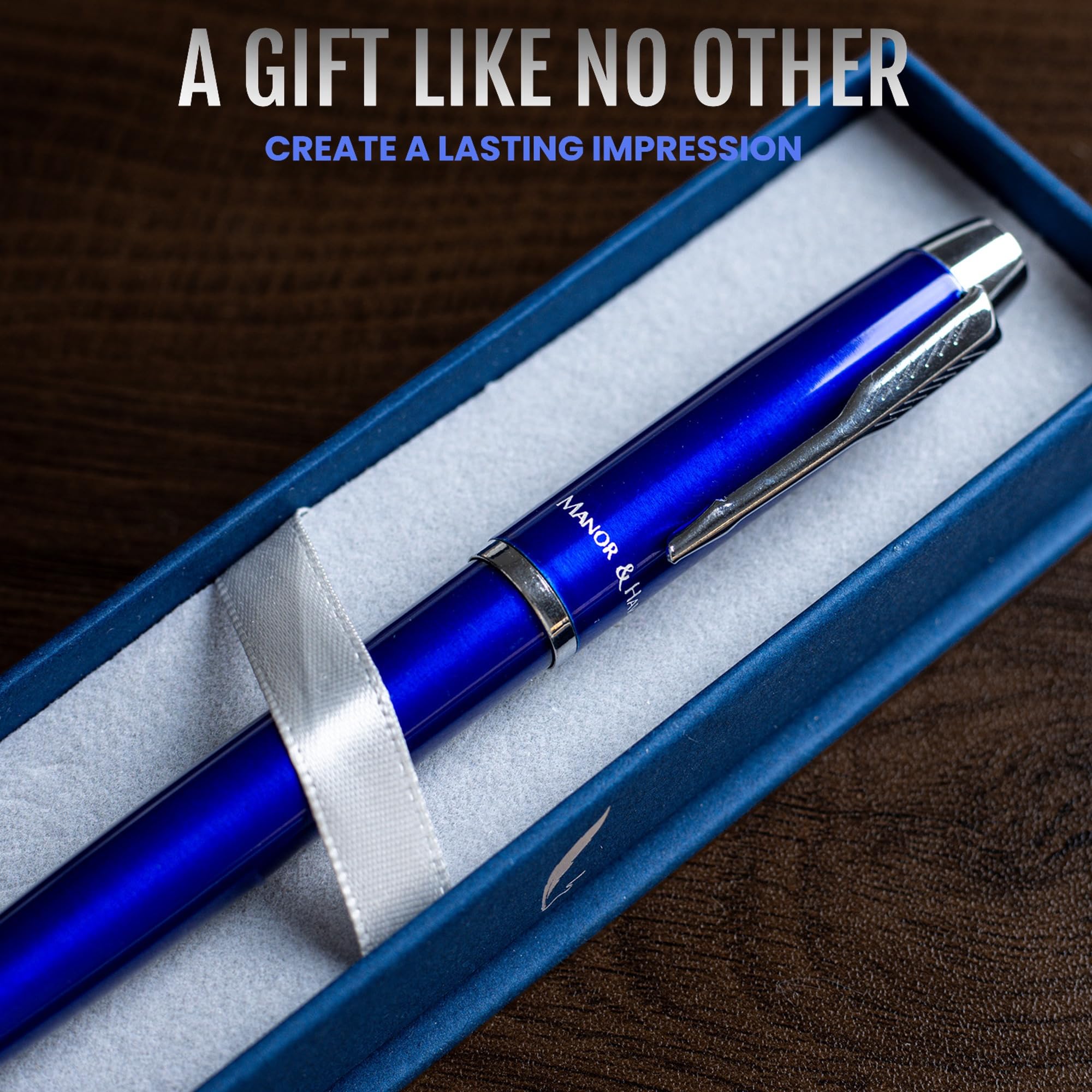 Manor & Hawthorne Personalised Luxury Black Rollerball Pen, Engraved Gift with Elegant Presentation Box - Image 4
