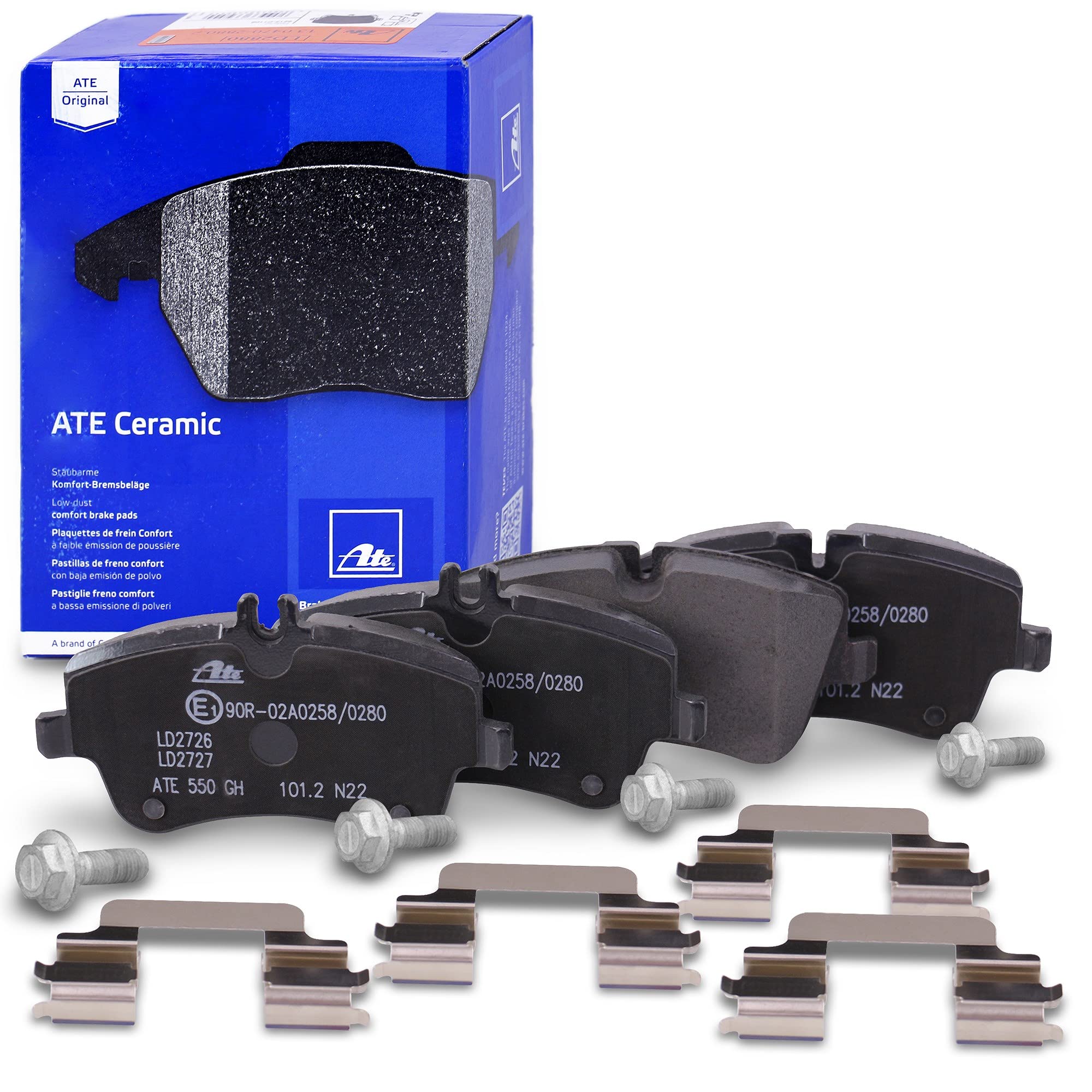 ATE Kit pastiglie freni Anteriore predisposto per visualizzazione avviso usura senza contatto segnalazione usura con accessori 13.0470-2726.2 Compatibilità con MERCEDES-BENZ Classe C Sedan W203