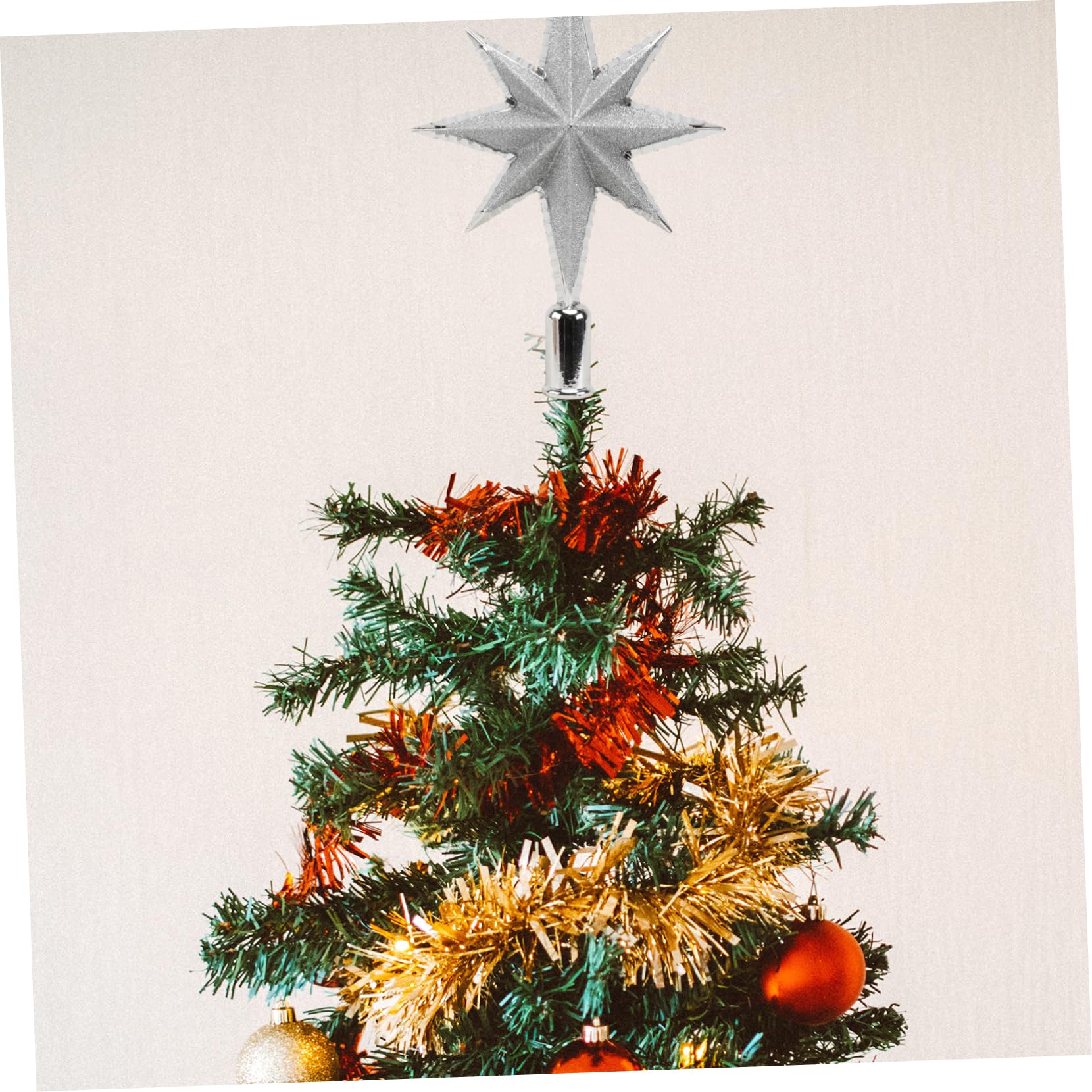 2 Sätze Dreidimensionaler Achteckiger Stern Christbaumspitzen Im Freien Weihnachtsbaum Dekorationen Weihnachtsschneeflockenfenster Künstlich Flitter Weihnachten Rot PVC 2 Stück * 2