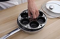 Vista 3 de Sartén para Huevos Escalfados de 6 Tazas - Olla para Huevos Escalfados de Acero Inoxidable – Juego de Utensilios de Cocina para Escalfar Huevos
