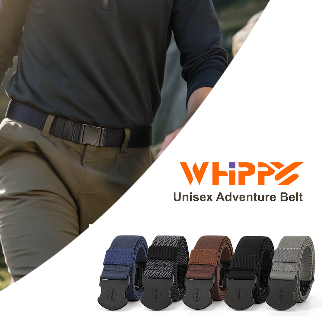 WHIPPY Mens Elastic Stretch Belt Unisex Adventure Web Belt for