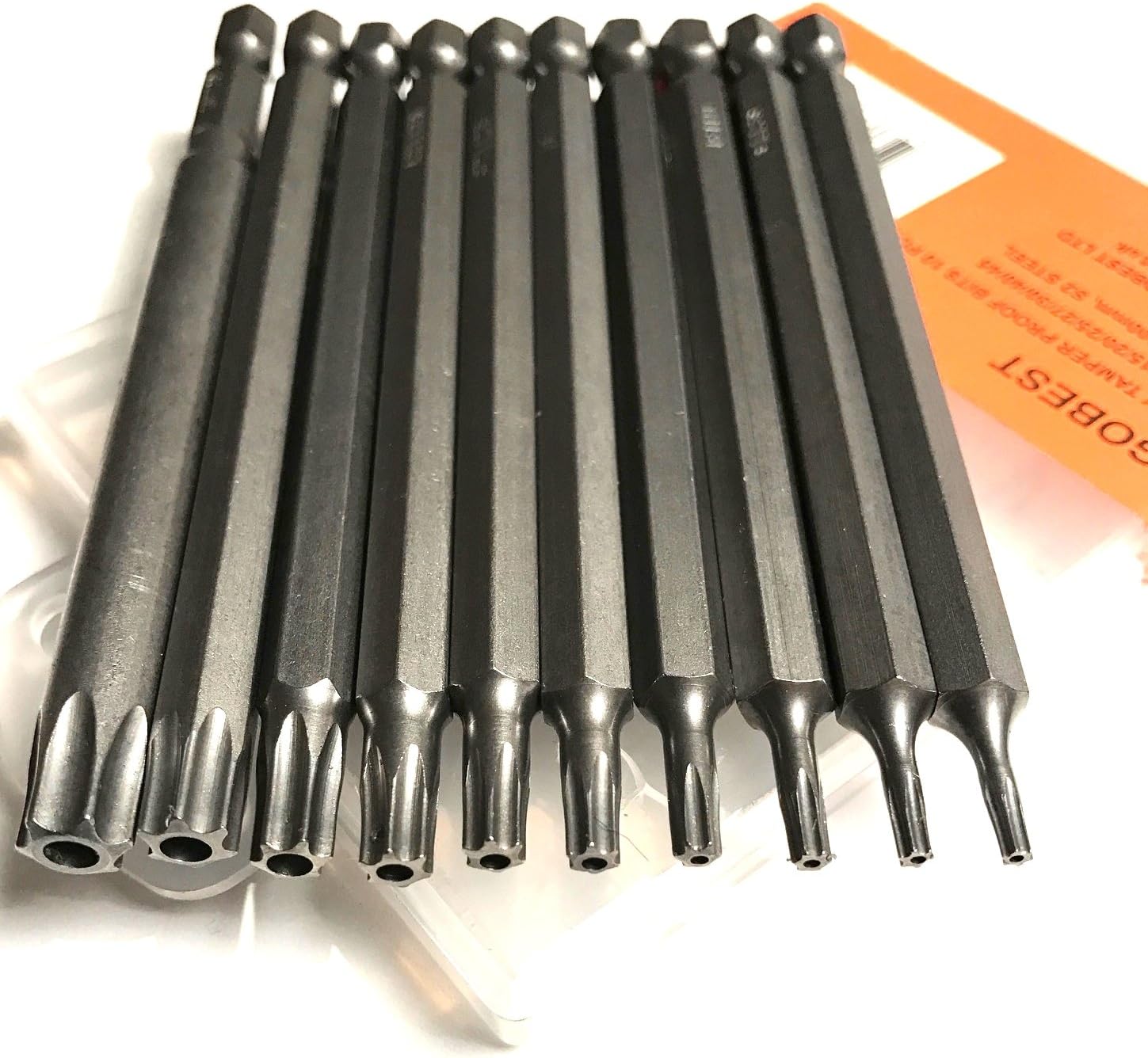 GOBEST magnetic security torx screwdriver bits set 10 pcs extra long 100mm, T8 - T45, torx tamper proof (GB-0028)