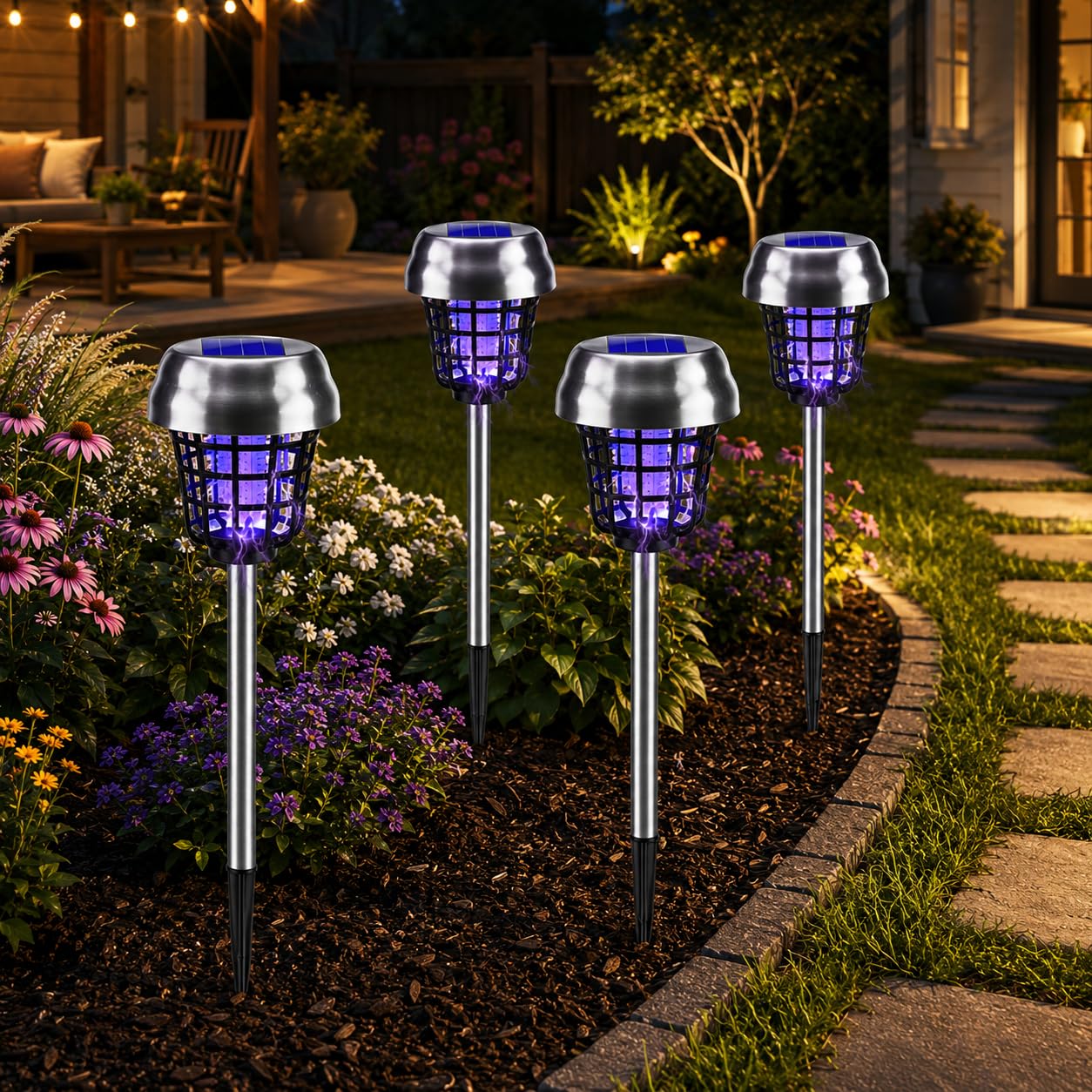 Photo 1 of Solar Bug Zapper Outdoor 4 Pack, UV Mosquito Zapper Lights with Auto Night Sensor for Yard Patio Garden Lawn Walkway