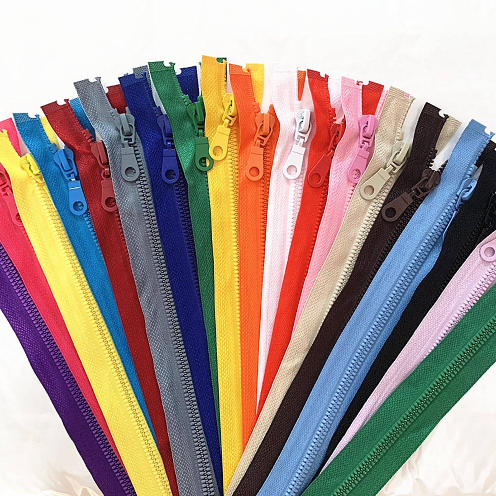 20pcs Resin Zipper 5# 25-70cm Remplacement de la fermeture à glissière, Mélanger, 60cm