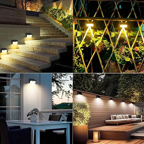 Miniatura 7 de Luces solares con sensor de movimiento para exteriores, paquete de 2 unidades de doble CCT 3000K 4000K luces solares para vallas, impermeables,