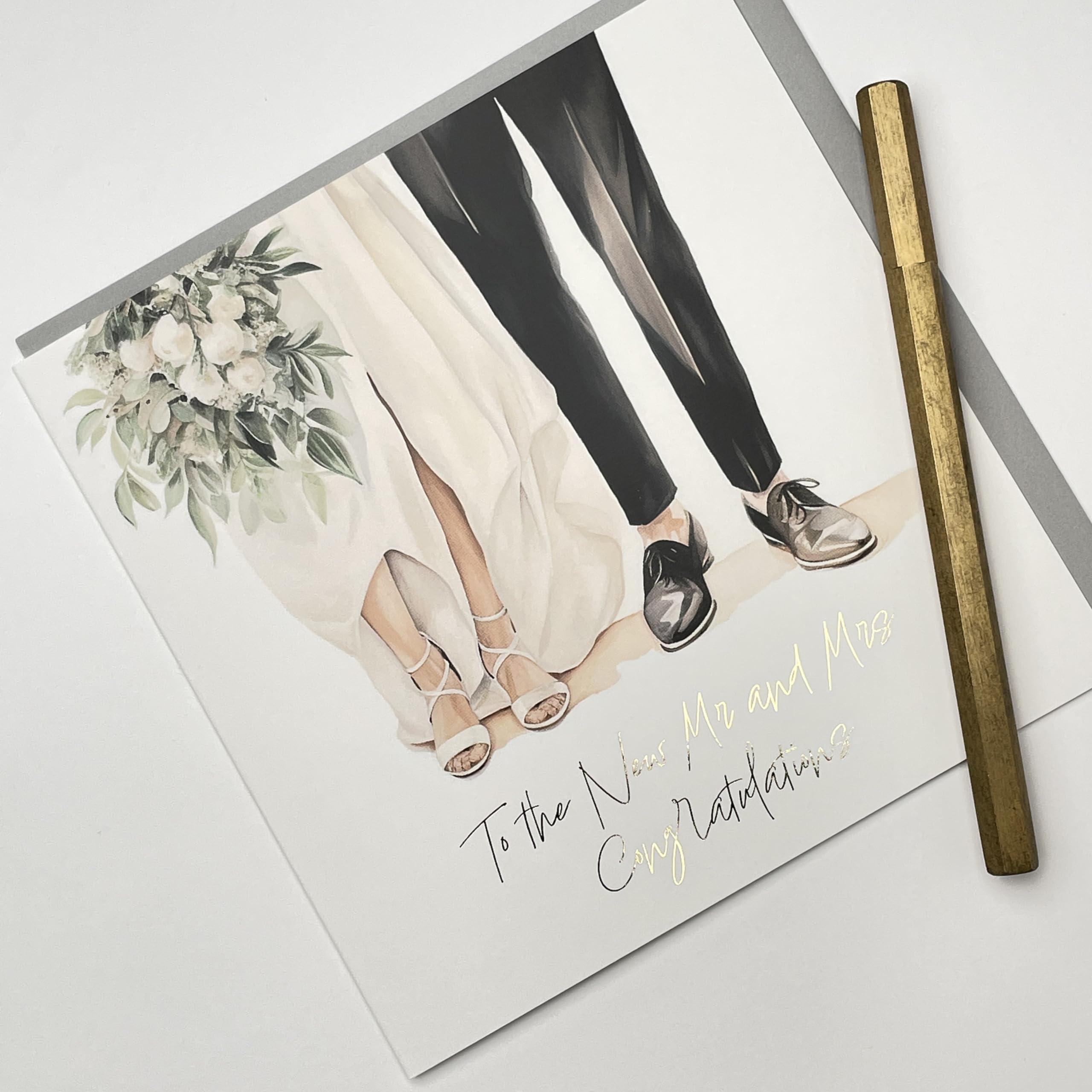 Old English Co. Hochzeitskarte „Mr & Mrs“ – Elegante Glückwunschkarte Mit Goldfolie