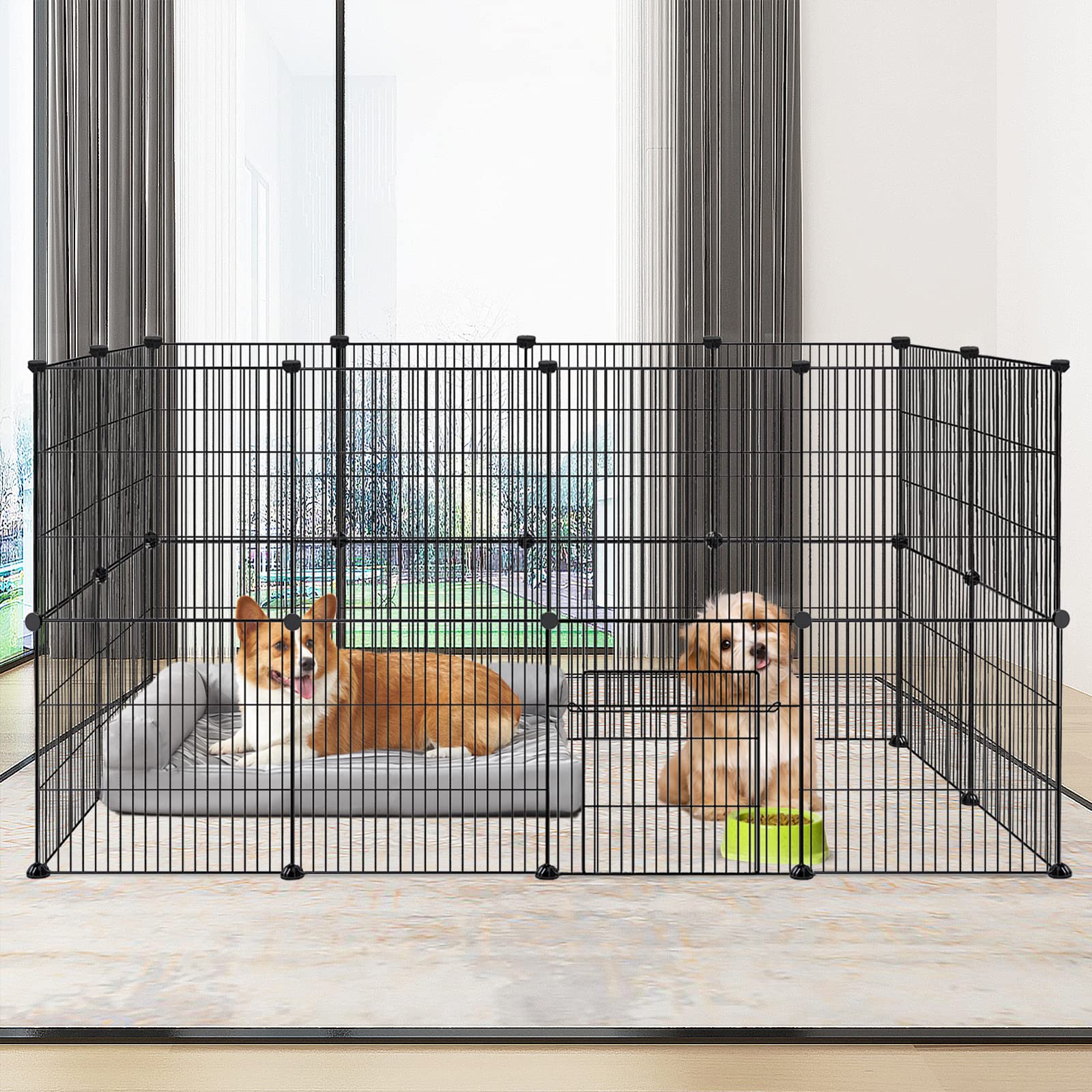 Enclos Extérieur en Maille Métallique pour Petits Animaux - Cage pour Cochons d'Inde, Chiots et Lapins - Intérieur et Extérieur