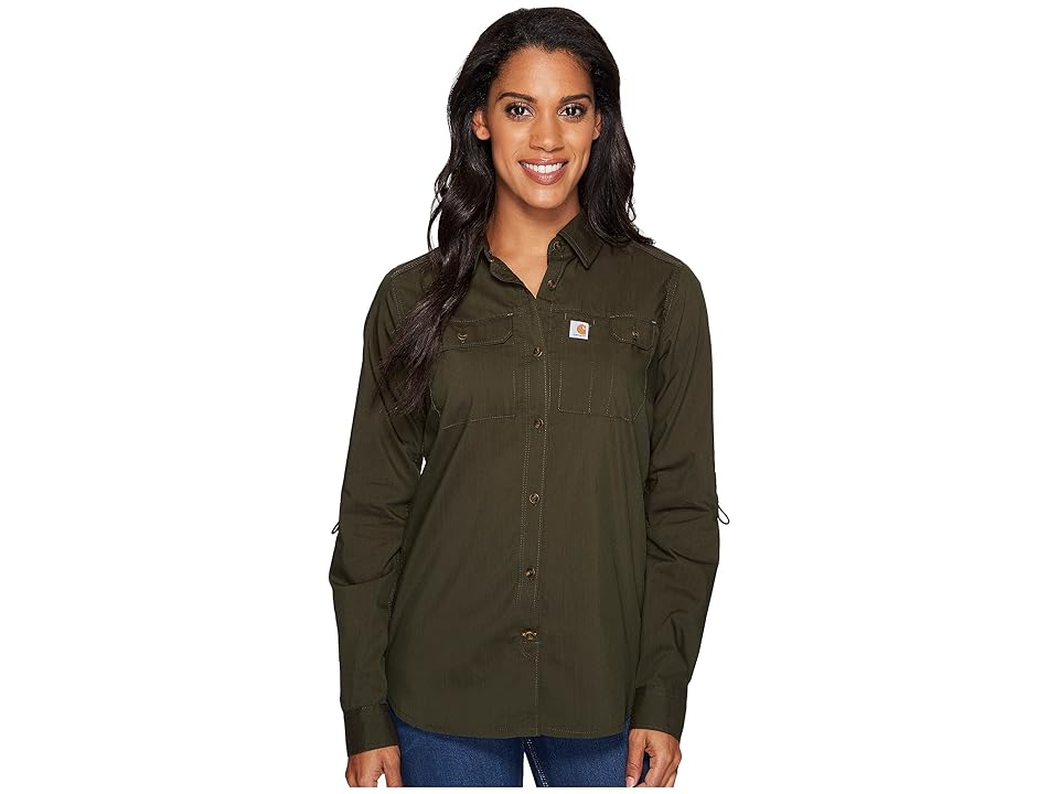 

Carhartt Force Ridgefield Shirt (Olive) Women's Long Sleeve Button Up