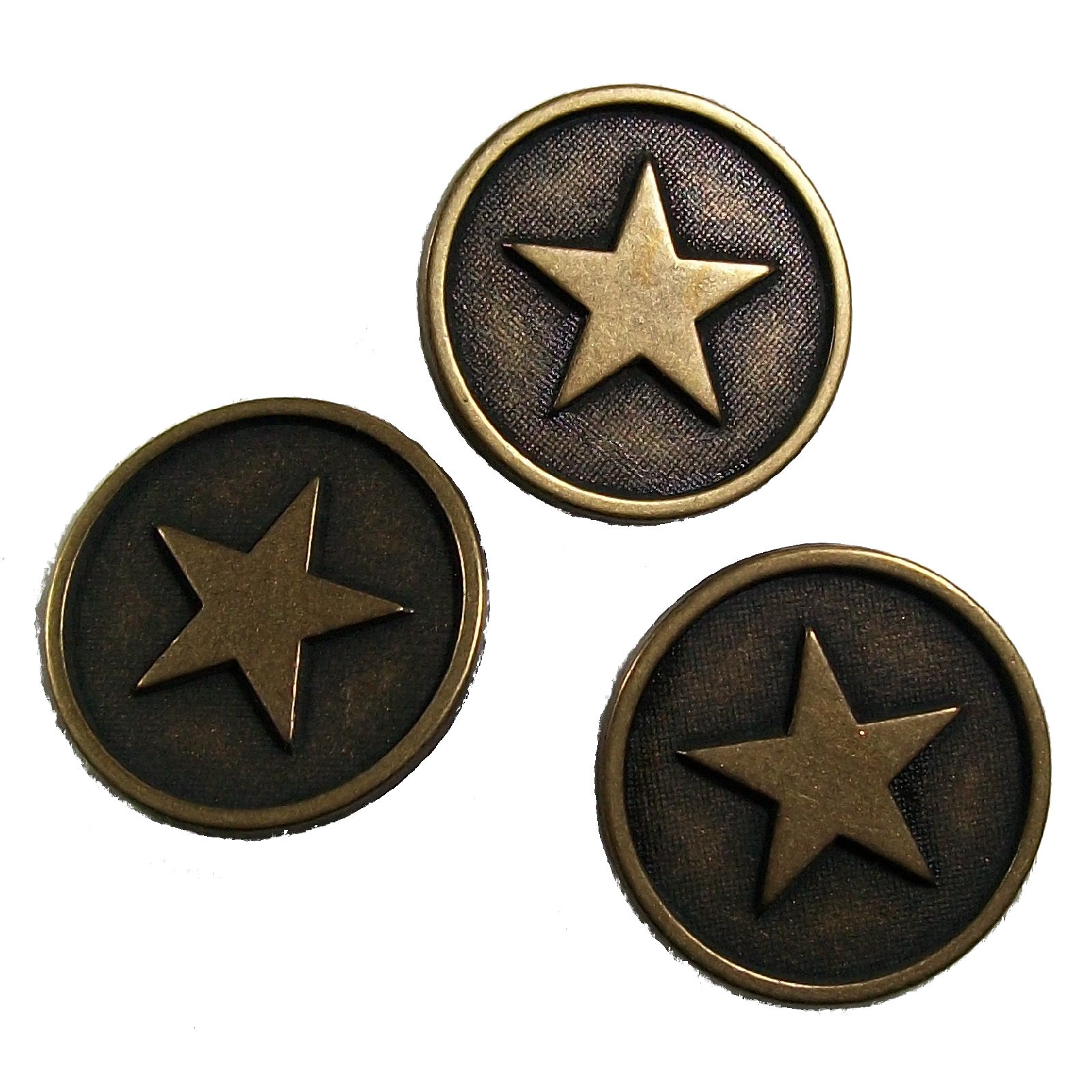 Push The Button Bronze Metal Star Round Circle Buttons Colour (3, 20Mm)
