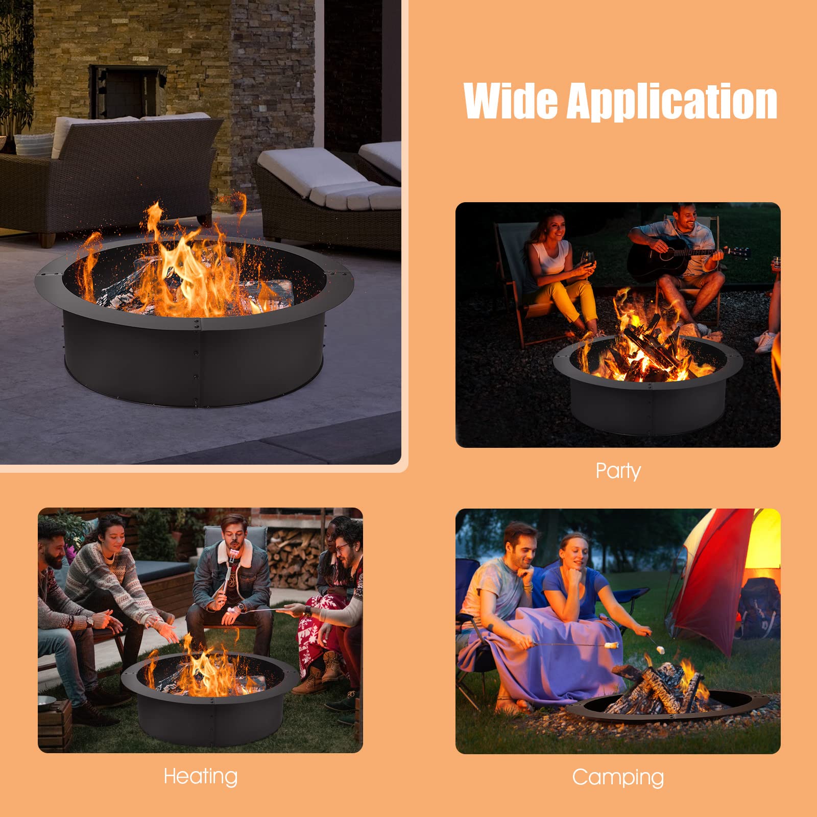 SOARS Anello per Braciere Diametro 930 mm/ID 765 mm, Altezza 255 mm | Braciere Rotondo, Acciaio al Carbonio Laminato a Caldo Rinforzato, da Giardino, Campeggio e Barbecue, Outdoor Fire Pit