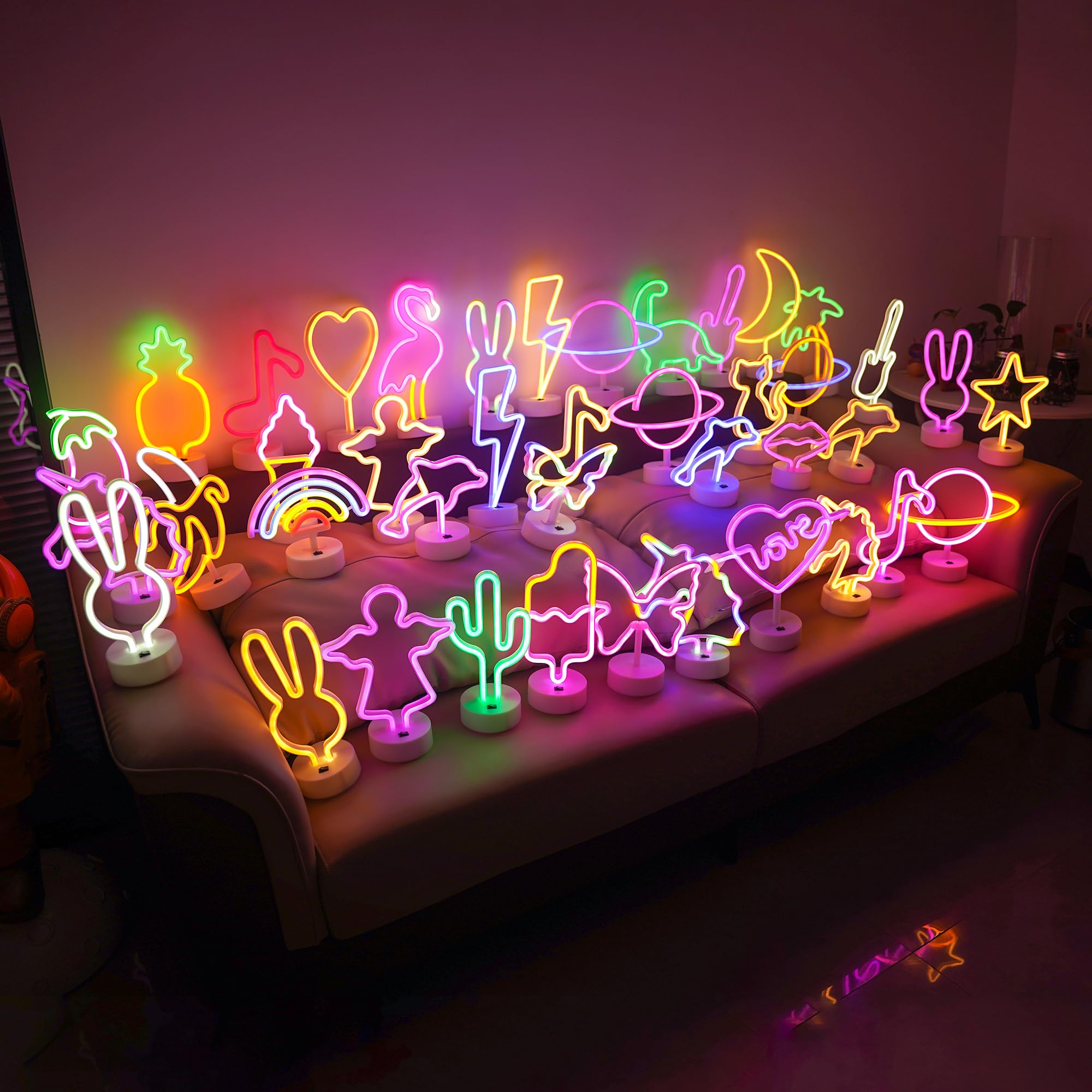 JEMESI - Lampade al neon LED a forma di nota musicale, lampada al neon rossa con base di supporto, USB o batteria, per feste, matrimoni, compleanni, festival, decorazioni