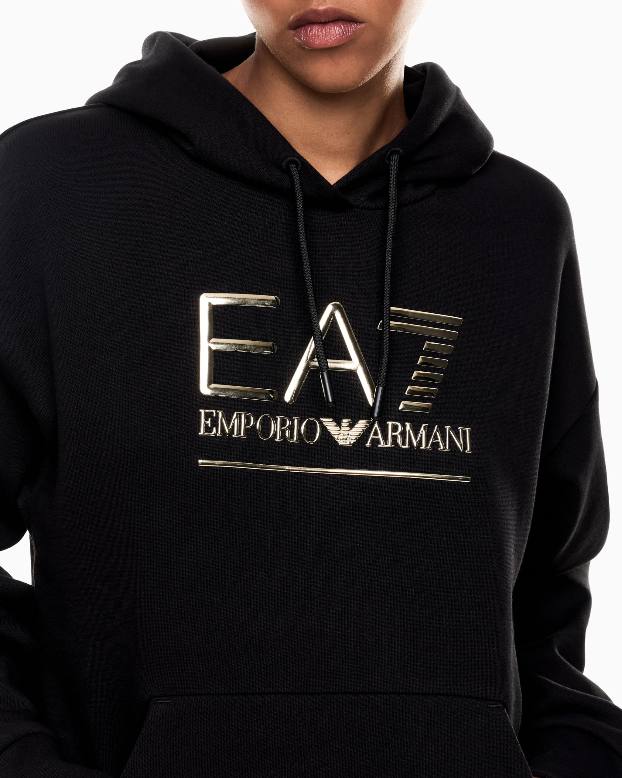 Emporio Armani EA7 Felpa da Donna con Cappuccio Visibility in Misto Cotone Felpato