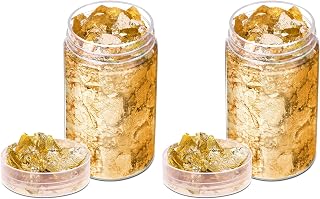 Gold Flakes for Resin, Paxcoo 15 Grams Gold Foil for Nails, Gold Foil Flakes Imitation Gold Leaf for Jewelry Resin, Nails and Jewelry Making (Pack of 2)
