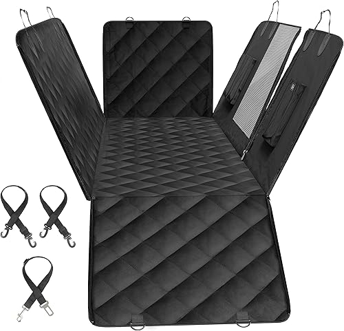 Simple Deluxe Funda de asiento de coche para perro para asiento trasero hamaca impermeable para perro con ventana de malla protector de asiento