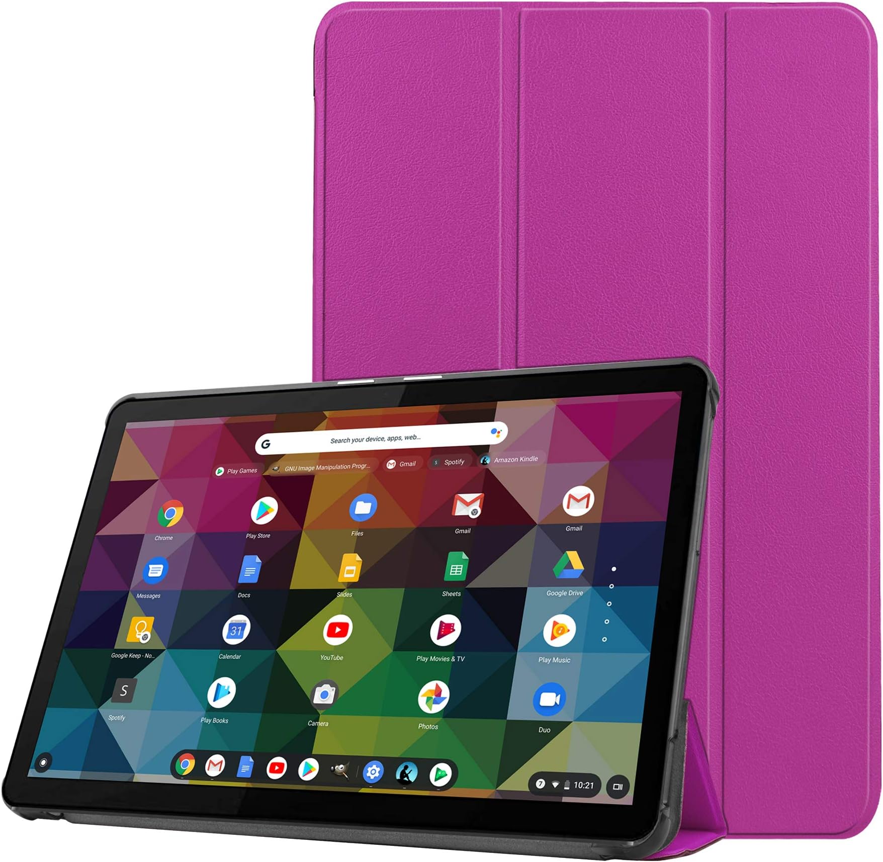Gylintfor Lenovo Chromebook Duet 2-in-1 Tablet 10.1 Case, Folding Folio Ultra-Thin Smart PU Leather Stand Case Cover with Auto Wake & Sleep Function for Lenovo Chromebook Duet 10.1 Purple