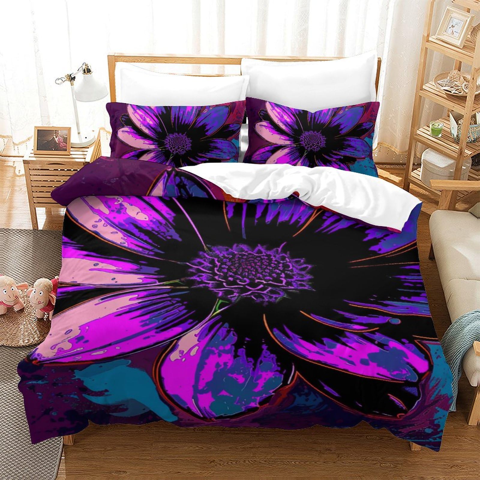 Parure de lit daisy 140x200 cm avec housse de couette microfibre enfant