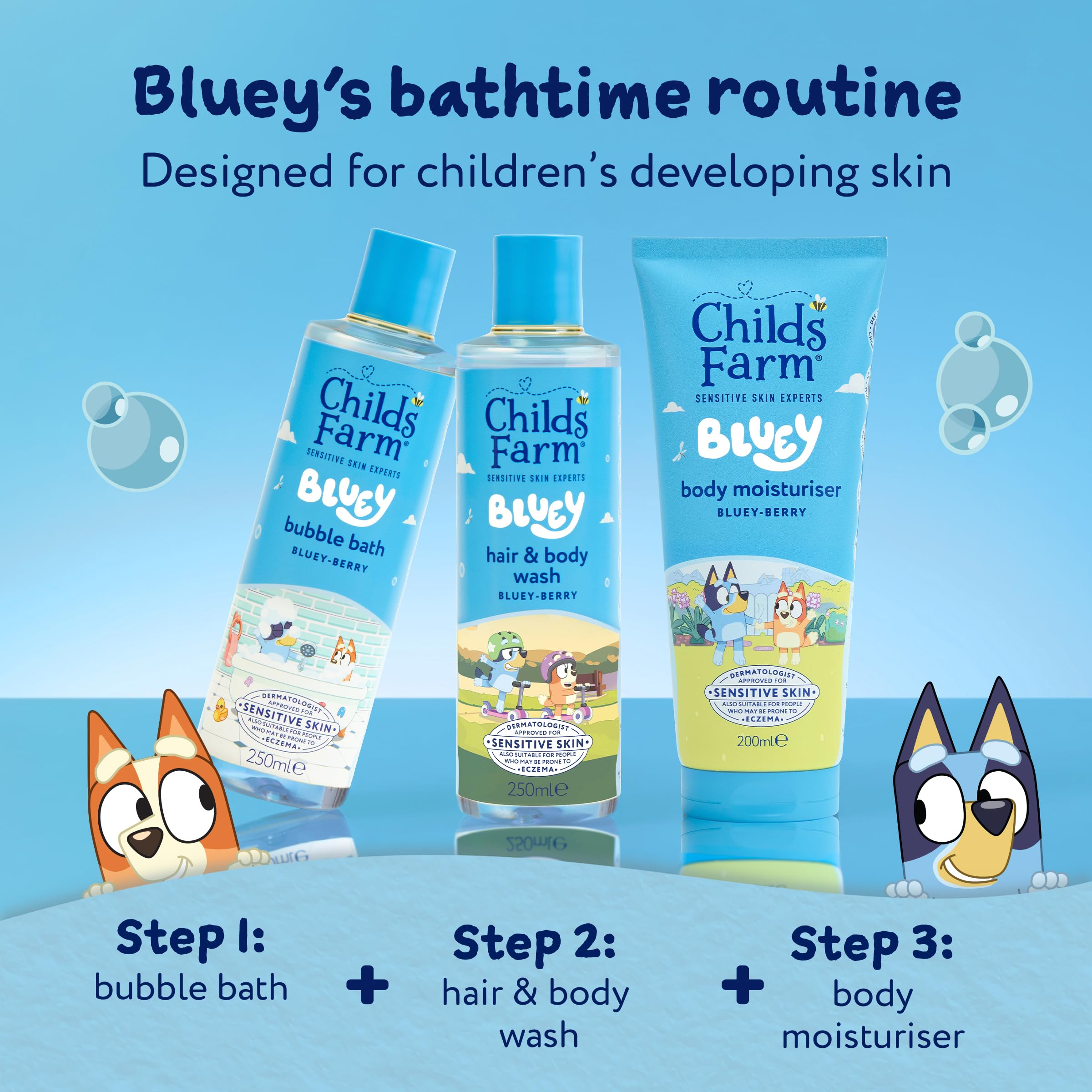 Childs Farm Kids Bluey Hair & Body Wash, Bluey-Berry | Tear-free, Gently Cleanses | Suitable for Dry, Sensitive Skin, 250ml — view 5