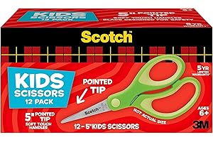 5" Soft Touch Blunt Tip Kids Scissors, 12 Count