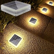Lacasa 4 Pack Solar Deck Lights Outdoor Waterproof LED, Garden Step Lights Solar Powered Driveway Dock Marine, Dusk to Dawn Lighting for Yard Patio Pathway, Square, Warm White
