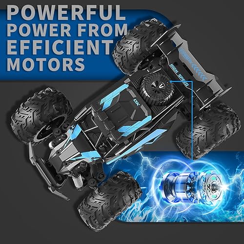 Miniatura 6 de Carox Coche de control remoto, 2.4 GHz 25 KMH de alta velocidad, camión monstruo todoterreno 118 con luces LED y batería recargable de 1800 mAh,