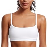 Butterluxe Adjustable Spaghetti Strap Sports Bras for Women - Scoop Neck Wireless Padded Yoga Workout Crop Top