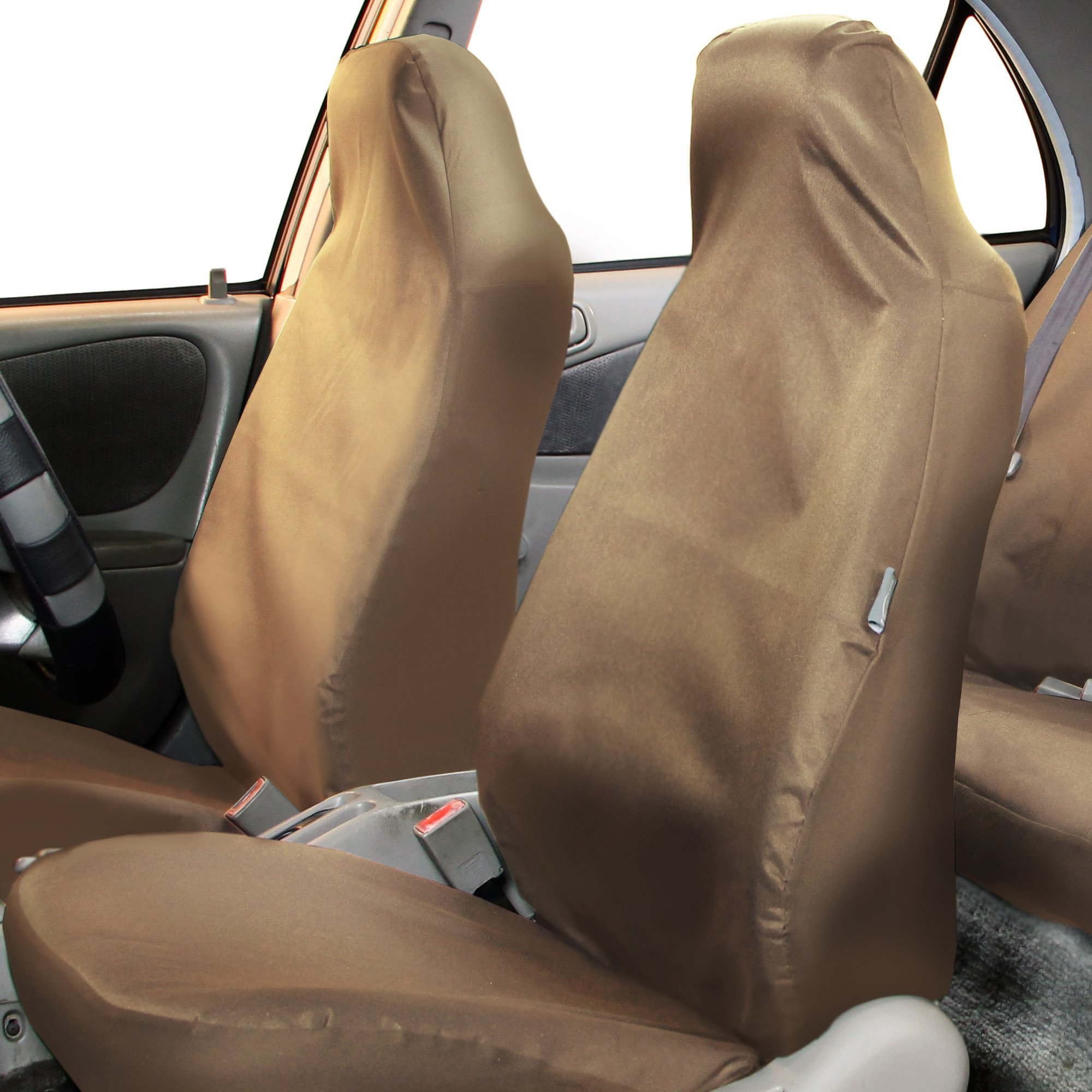 FH Group Universal Fit Rugged Oxford Waterproof Automotive Seat Covers fits Most Cars, SUVs, and Trucks (Full Set High Back Water Resistant) Beige