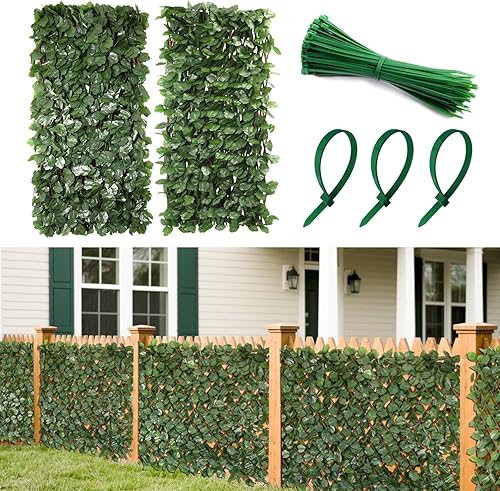 Miniatura 9 de Patio Paradise - Rejilla de valla de privacidad expandible para hiedra artificial, 1 unidad, pared de vegetación sintética, seto de hojas verdes,