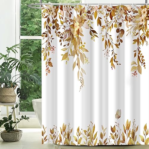 Miniatura 17 de Cortinas de ducha de eucalipto para baño, hojas de acuarela verde salvia con juegos de cortinas de ducha florales con ganchos, decoración de baño