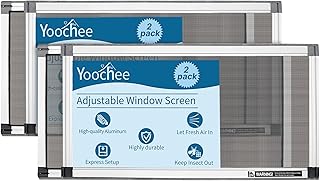 Expandable Window Screen, 2 Pack Adjustable Window Screen (10" H x 19" - 36" W) - Small Replacement Window Screens with Frame, Durable Replacement Screen for Window