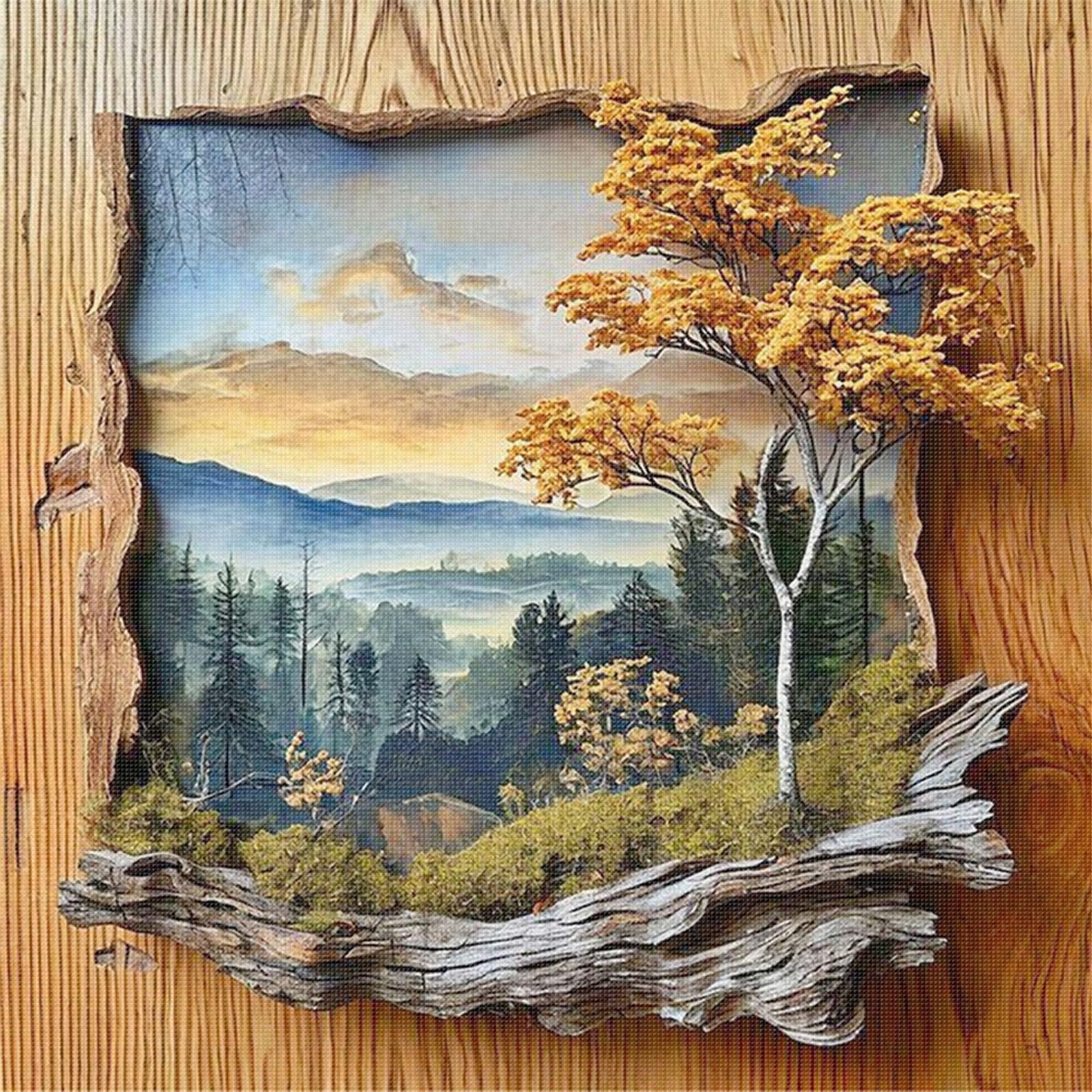 Sunset Carving Full 14CT DIY Cross Stitch Kits for Beginners Adults Home