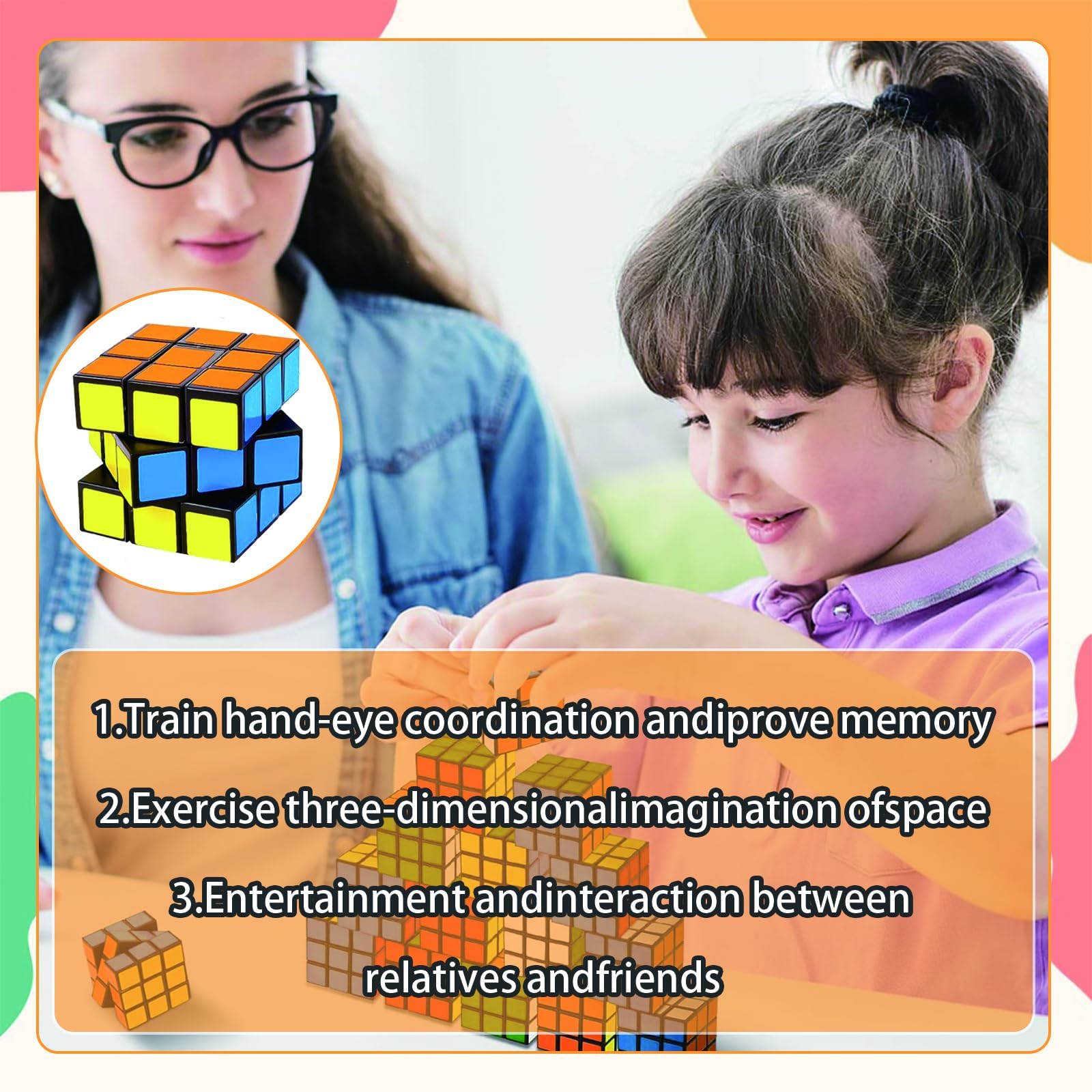 18 Pcs Mini Rubix Cube 3x3 CM, Portable Mini Puzzles For Kids, Adults, Elderly - Educational Toys Gift - Image 4