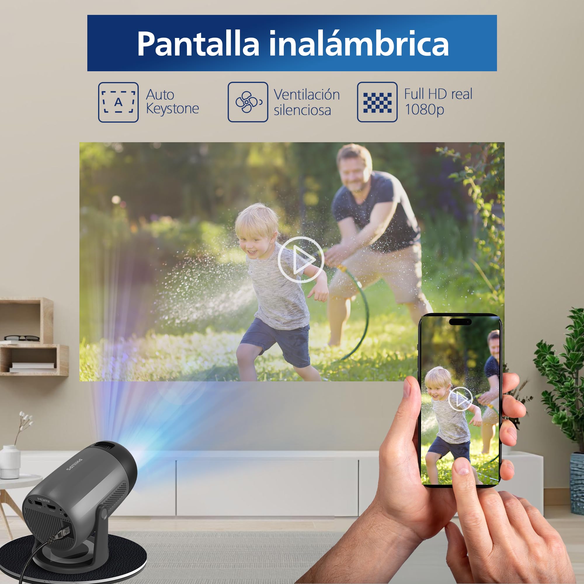Philips NeoPix 150 Projector, 1920x1080, 1.2:1, 1000:1 , Dark Grey (NPX150/INT)
