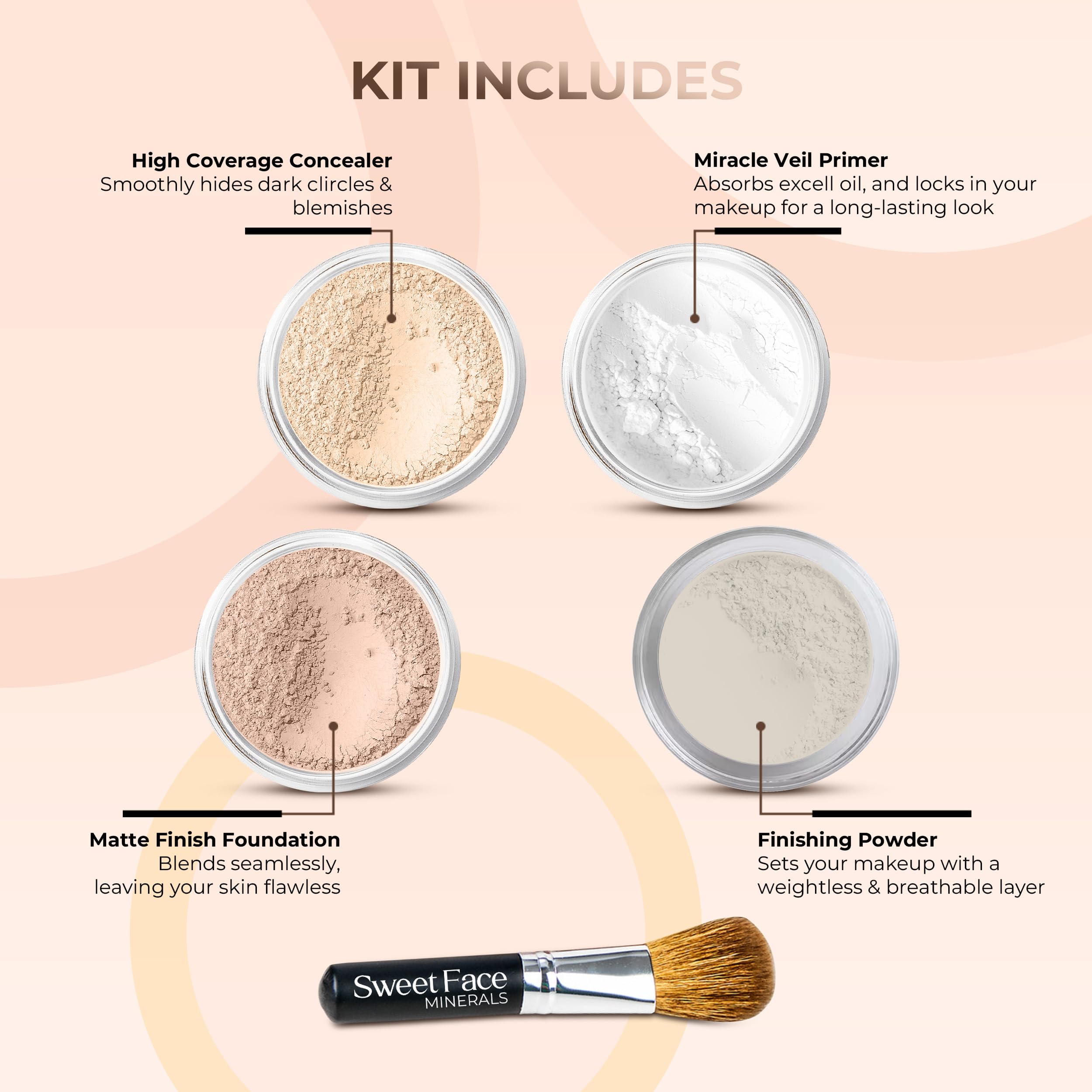QUICK FIX KIT (LIGHT CONCEALER & LIGHT FOUNDATION) Mineral Makeup Starter Set Sample Size Matte Bare Face Powder