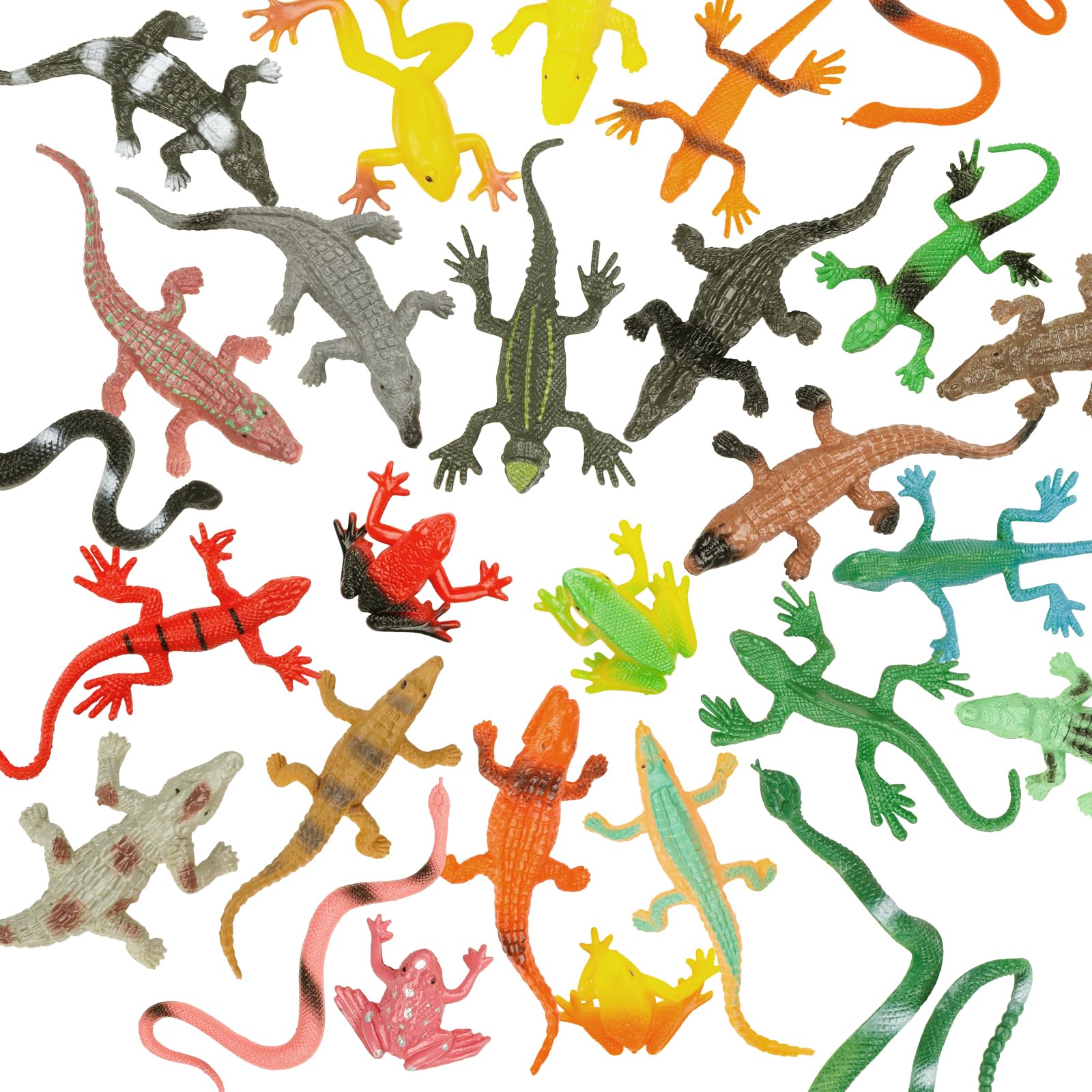 27Pcs Reptile Toys Realistic Figurines Model Animal Animal Figures Plastic Reptile Snake Lizards Frog Crocodile Toys Set Animals Toy for Kids Science Project Learning Educational Toy Gift