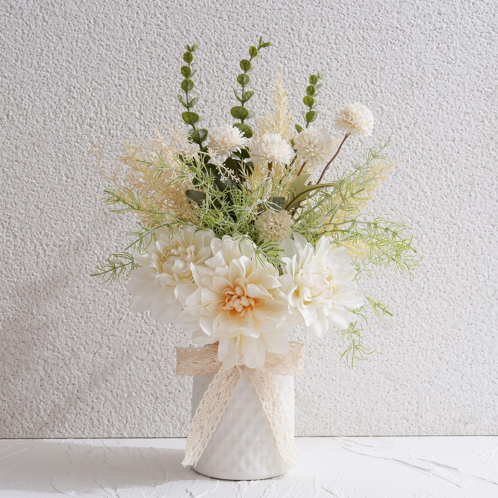 Artificial Flowers in Ceramic Vase, Faux Silk Arrangement for Home Décor — image 1