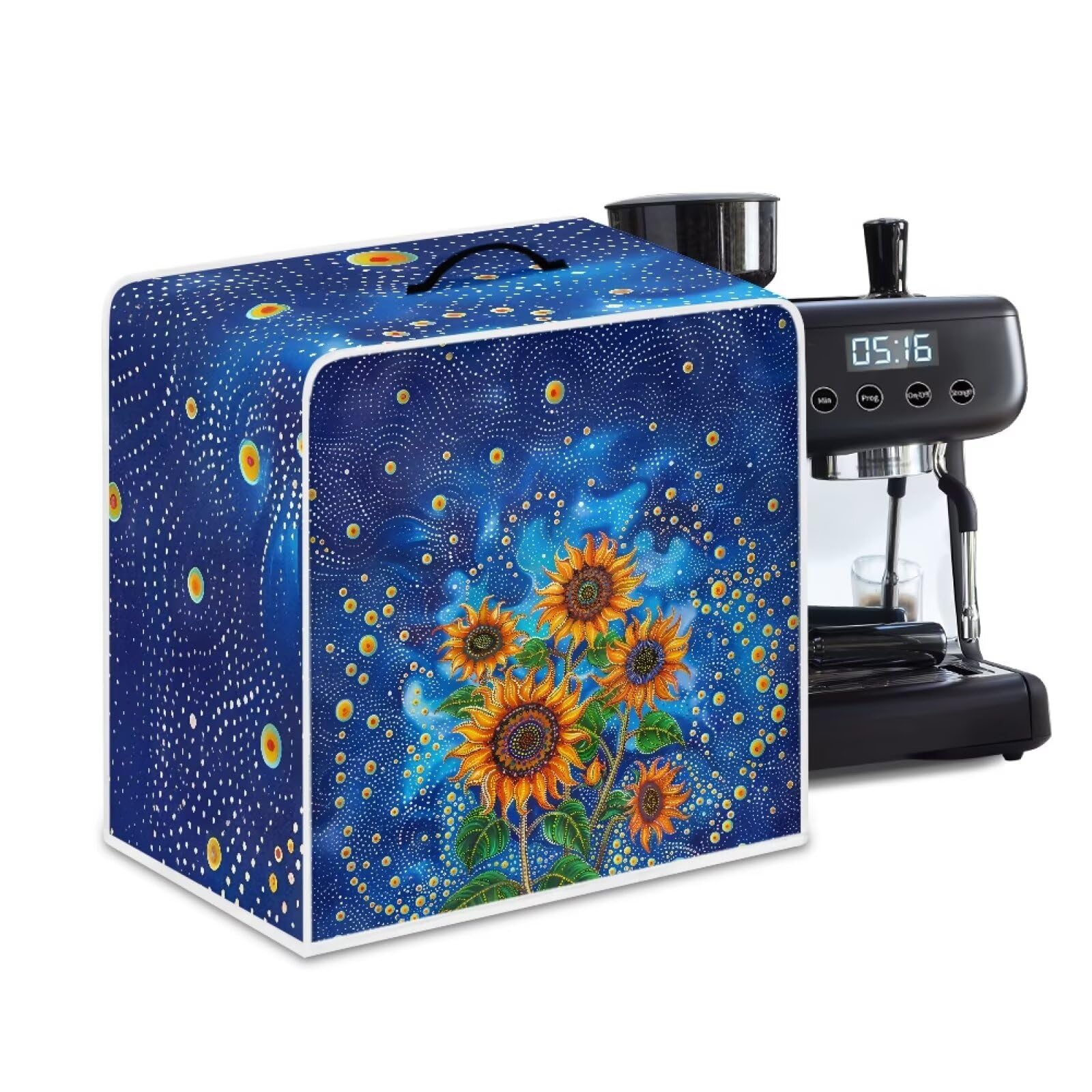 Coffee Machines Covers - Dust Resistant Protective Covers For Coffee Makers, Blender, Mixer, Juice Machine - Dust Proof, Washable Sunflowers Pattern Blue