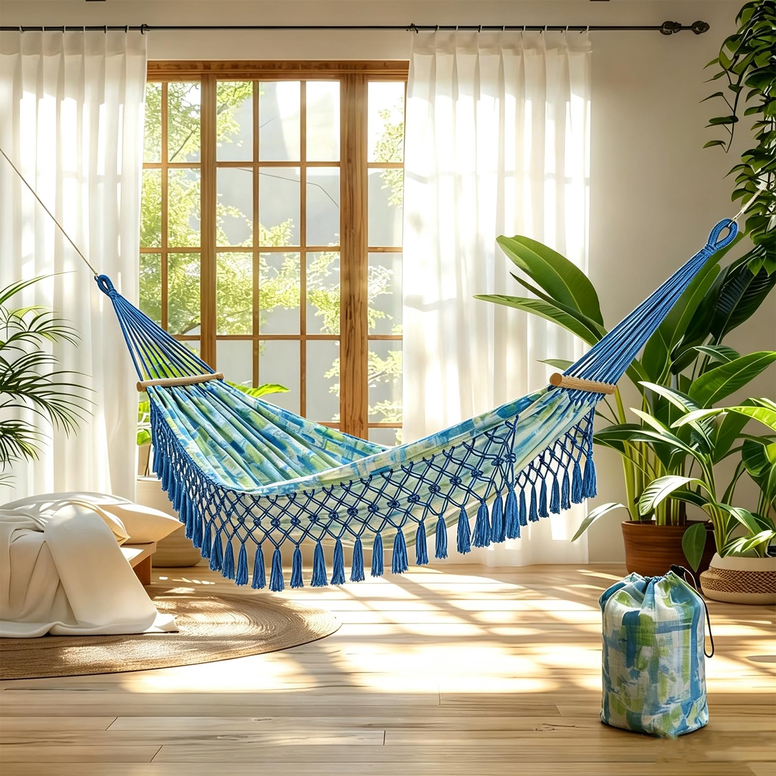 Amaca Da Campeggio,In Tela Comoda,Portatile E Traspirante,Ultraleggera | Con Cinghie,Borsa Viaggio Inclusa,Ideale Per Esterni Giardino,Patio,Balcone,Cortile Interni Terrazza,Portata 150kg