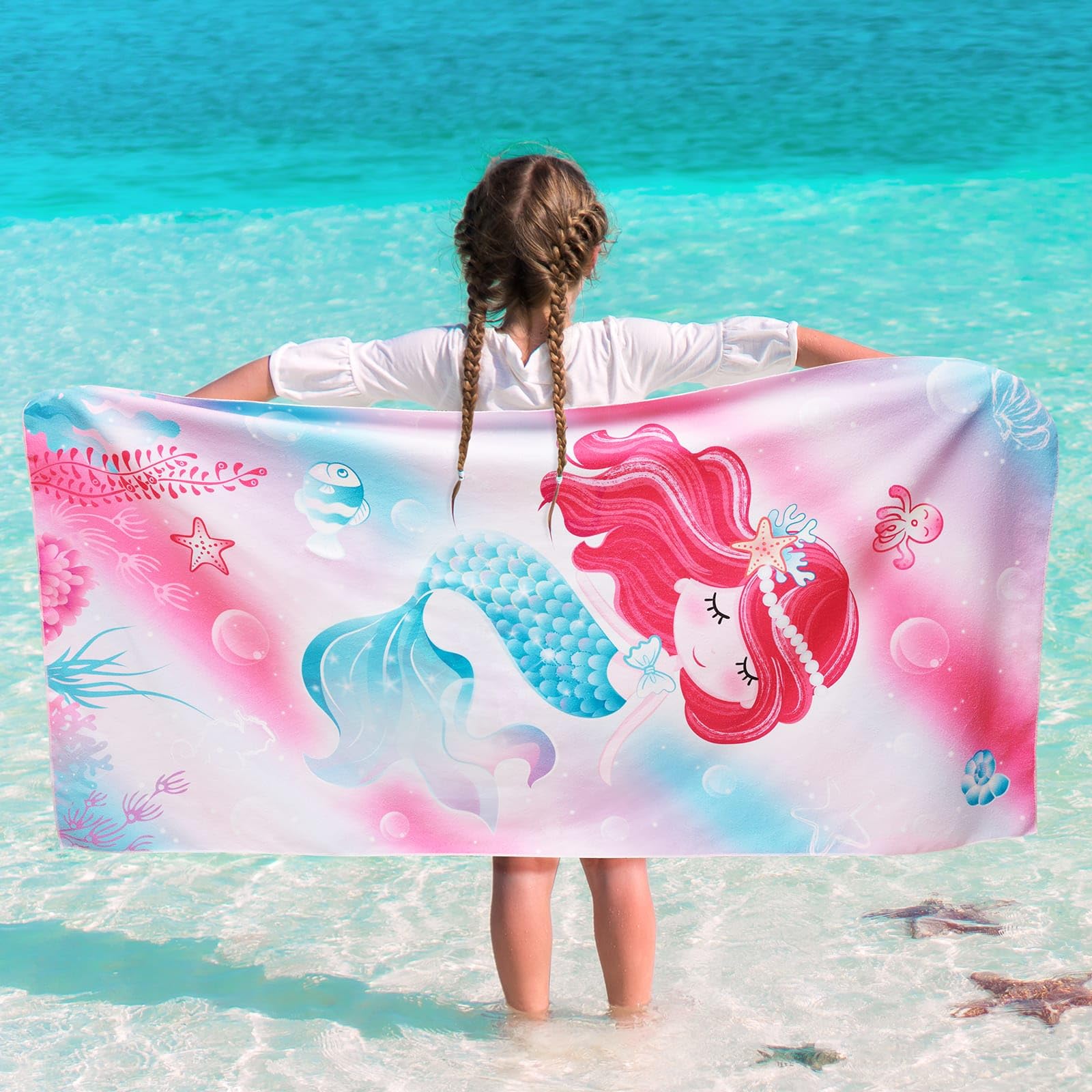 Beachland Solid Color Beach Towel - 30x60 Inches, 100% Cotton, Extra Soft & Absorbent (Black)