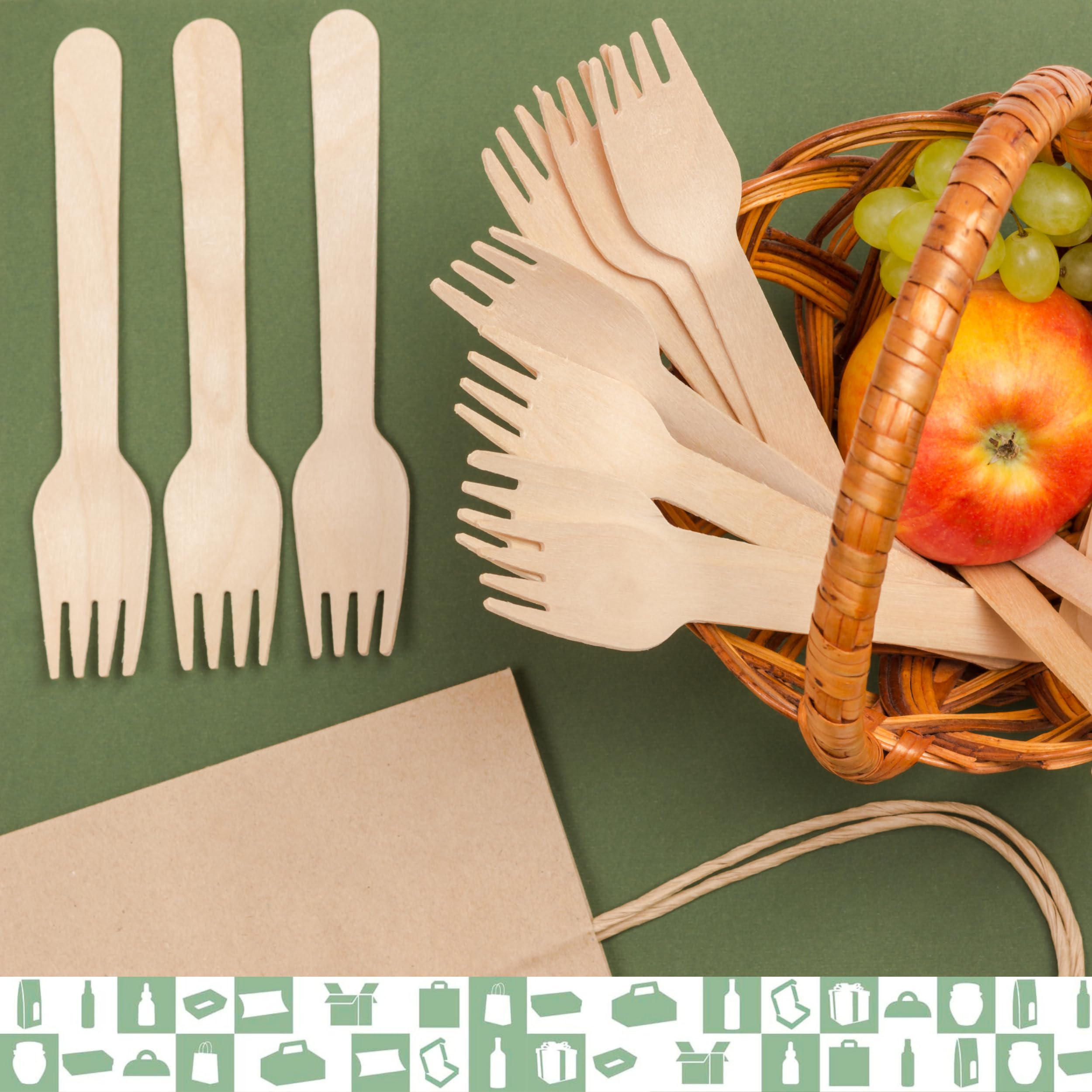 200 Forchette Di Legno USA E Getta - Forchetta Per Snack, Frutta, Feste, 100 Mm - Foto 10