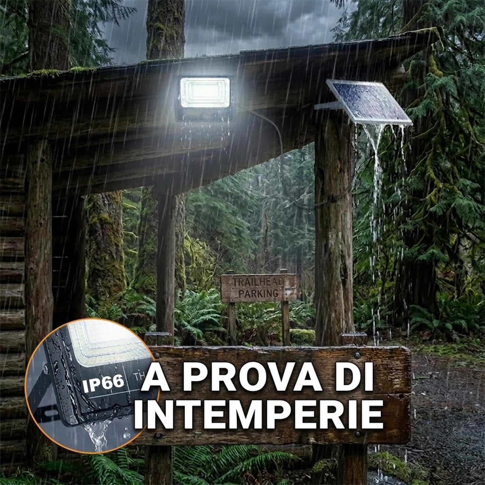 Faro Solare LED 1000W con Pannello Solare, Luce Esterno 6500K Ultra Potente, Sensore Crepuscolare Automatico, Telecomando, IP66 Impermeabile, Faretto da Esterno per Giardino, Cortile, Strada