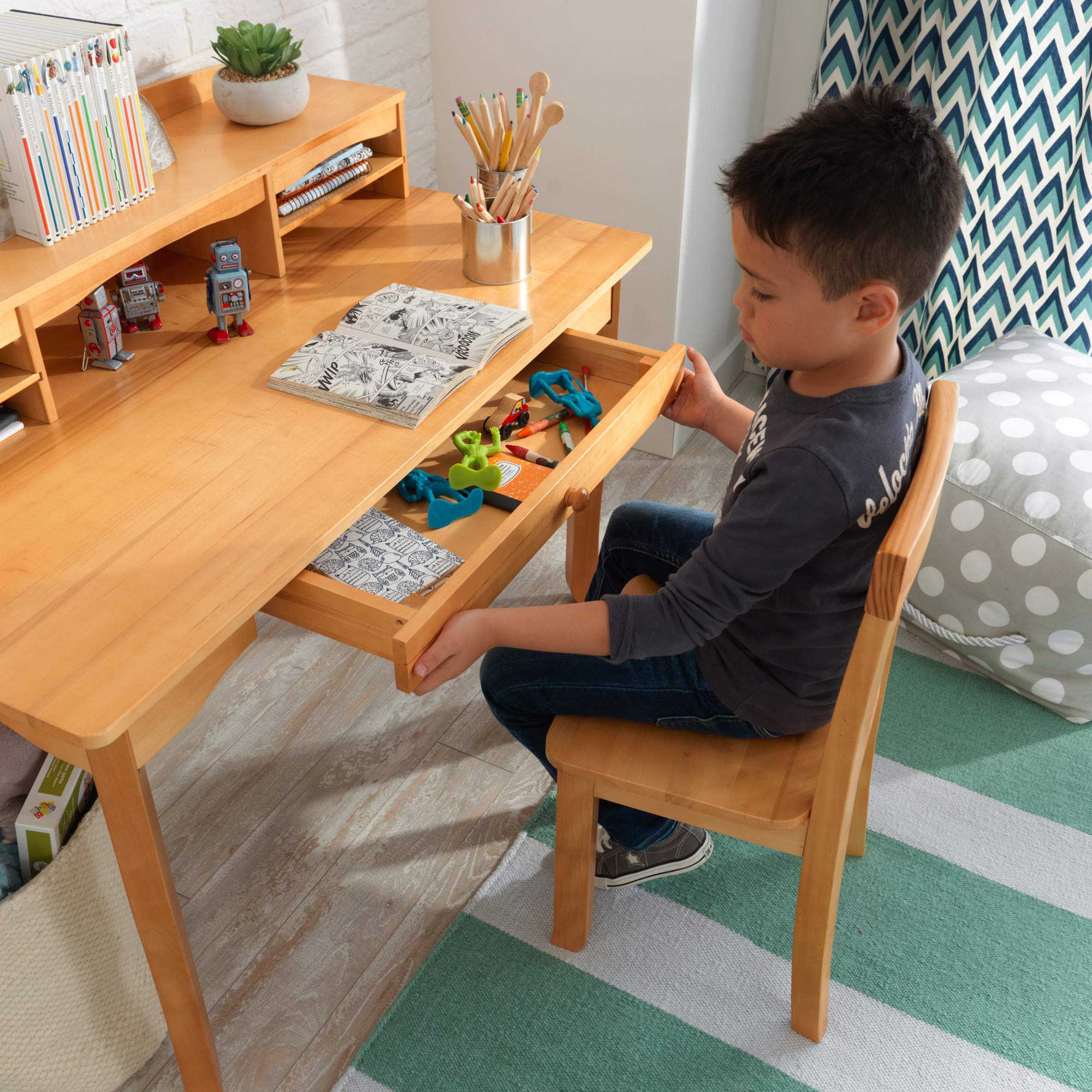 Kidkraft Avalon Wooden Childrens Desk With Hutch Chair And Storage