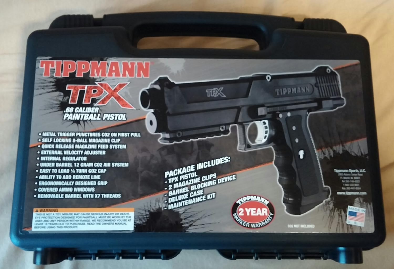 Tippmann TPX Paintball Pistol Starter Kit Black