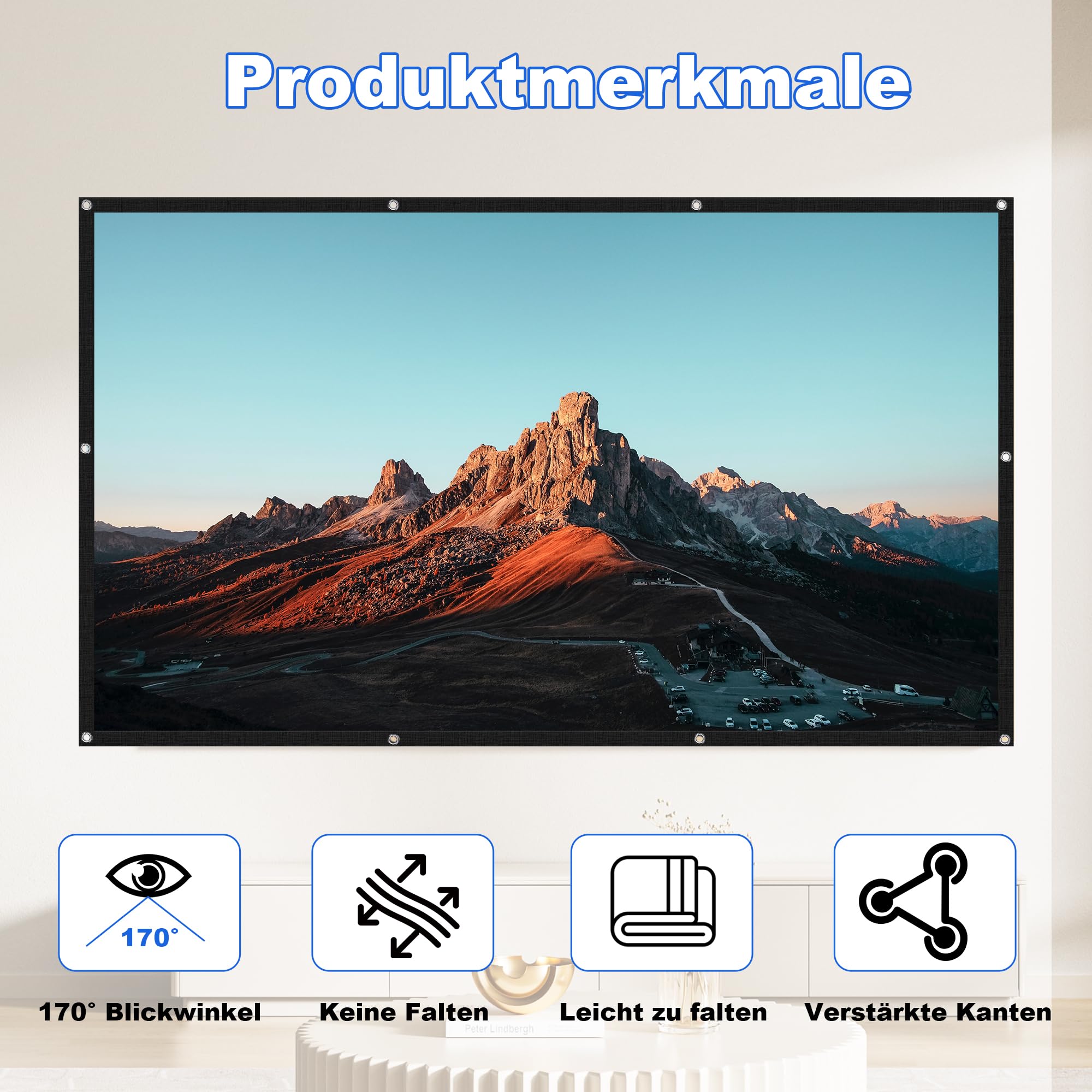 Écran de Projection 100 Pouces 16:9 4K Full HD Pliable Anti-Plis pour Cinéma Maison