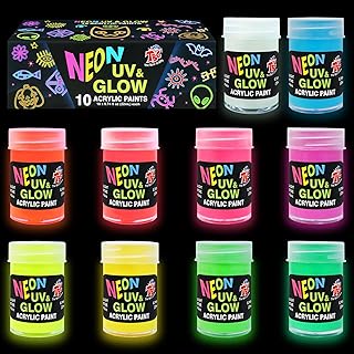 TBC The Best Crafts Glow in the Dark Paint, Set of 10 Colors, 22 ml / 0....