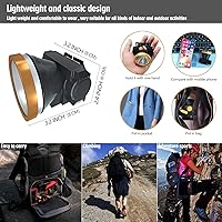 Vista 4 de Linterna frontal recargable, súper brillante, linterna de LED para la cabeza, impermeable, con batería incorporada para acampar al aire libre
