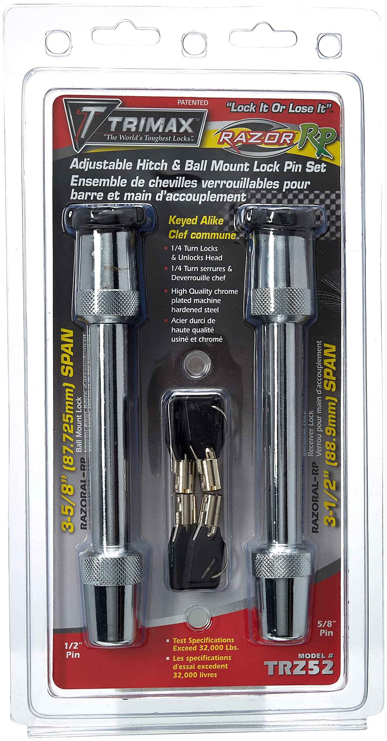 その他 TORYS TRIMAX TRZ52 Razor Adjustable Hitch & Ball Mount Lock Pin Set - (1
